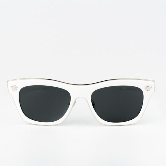 NEW Versace VE2272 314/87 White Dark Grey Square Women Sunglasses - Picture 3 of 11